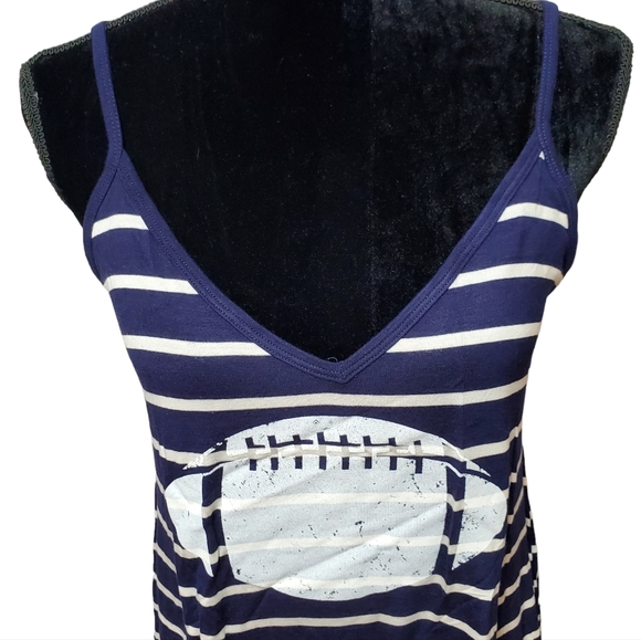 Live Love GameDay Football Tank Top Navy White Striped Small - Picture 4 of 9
